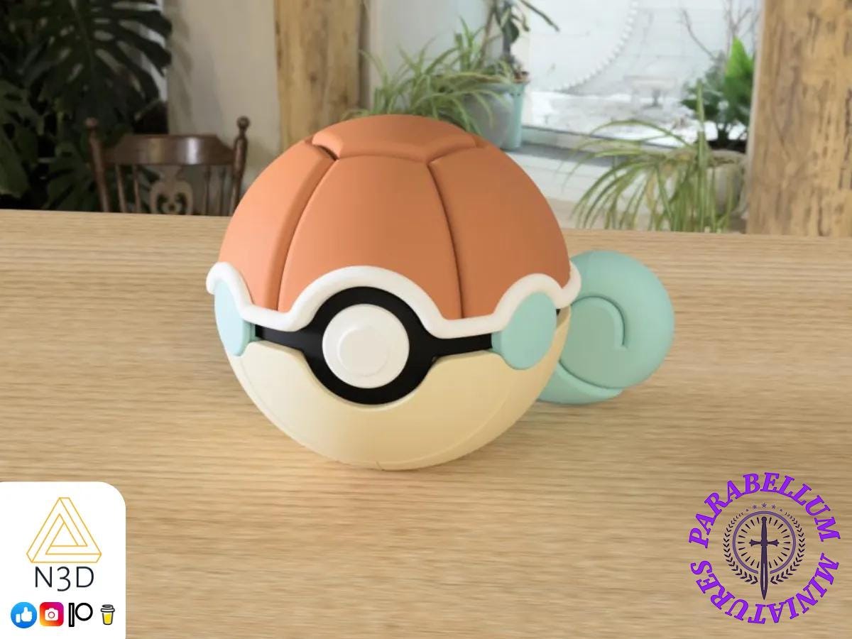 Squirtle, Wartortle & Blastoise Evolution Line, Character CritterBall Series Designed by N3D
