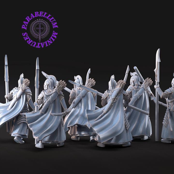 6x Bloody Elf warriors with bow and spear