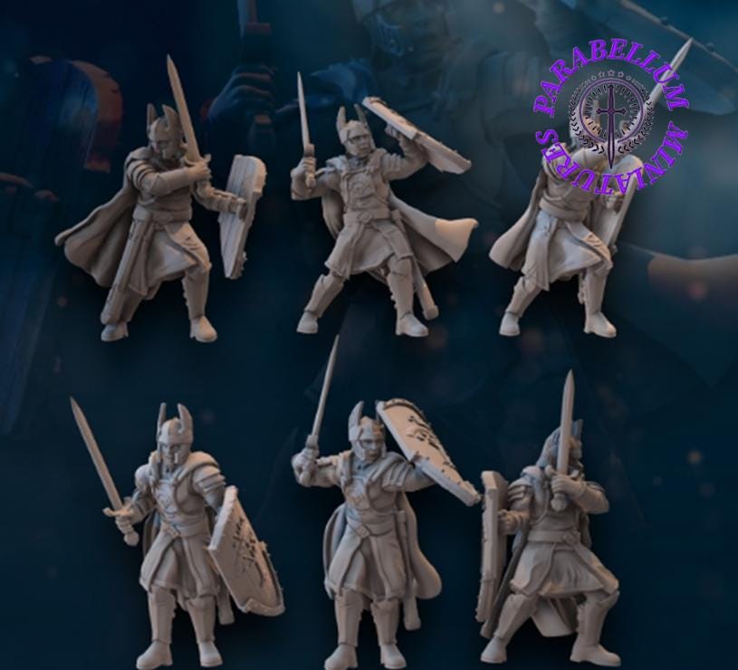 6x Old High Human warriors with sword and shield