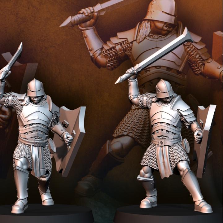 Bloody handed orc with sword and shield