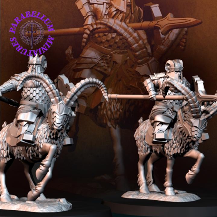 Silver Goat dwarves mounted on goat