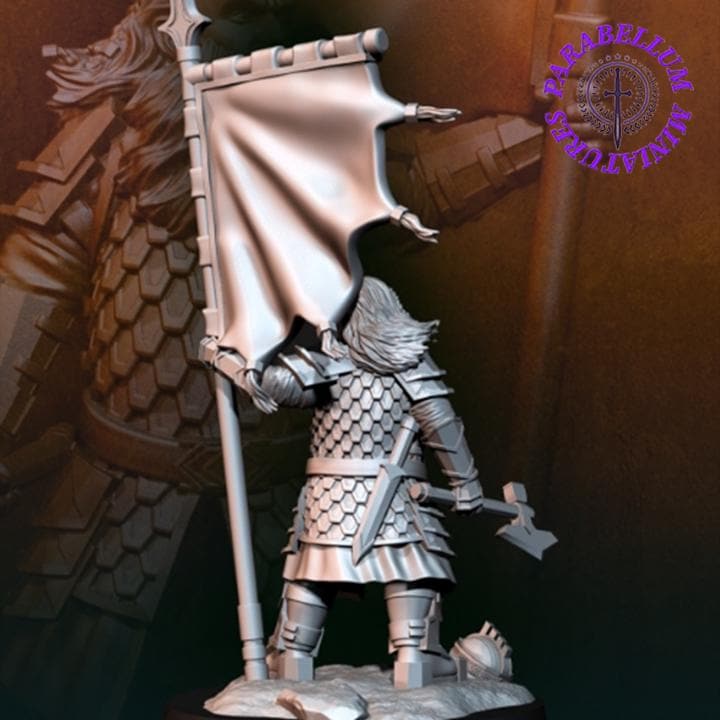 Silver Goat dwarf with banner
