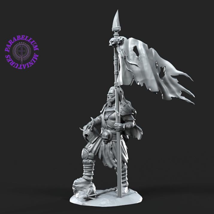 Khalum warrior with banner