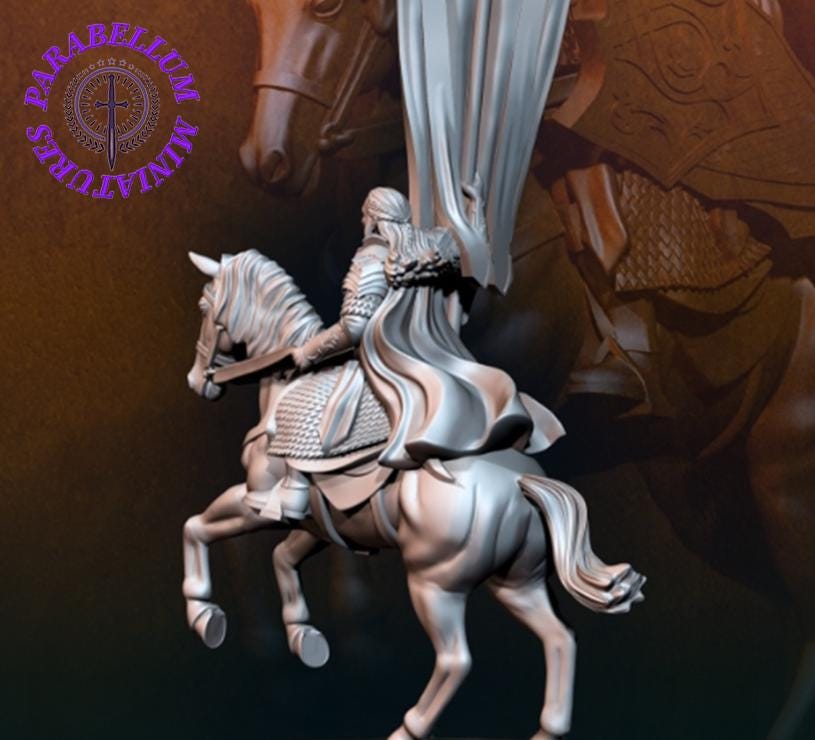 Wood Elf warrior with banner on horse