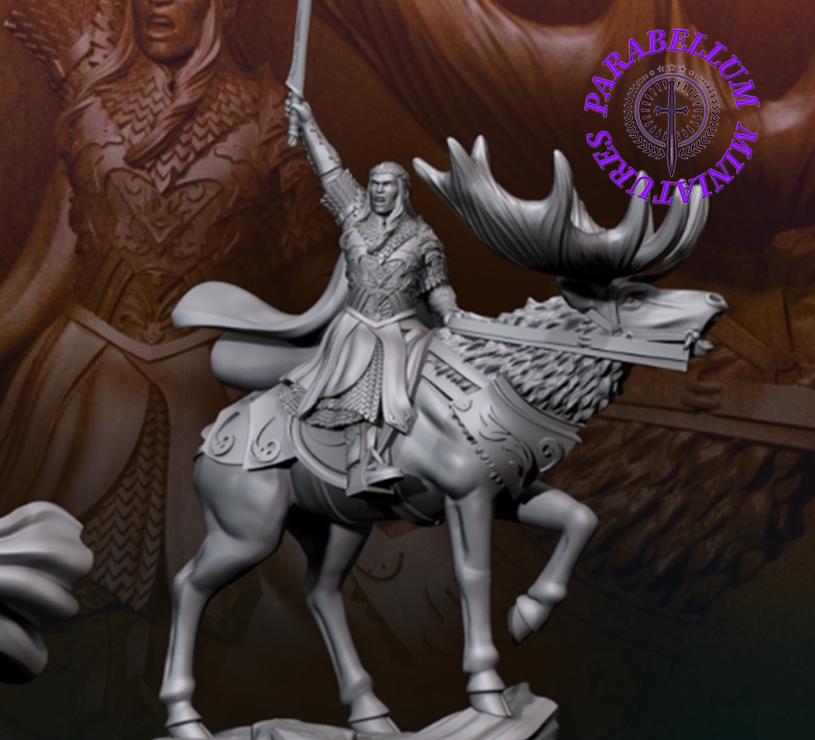 Wood Elf king on foot and elk