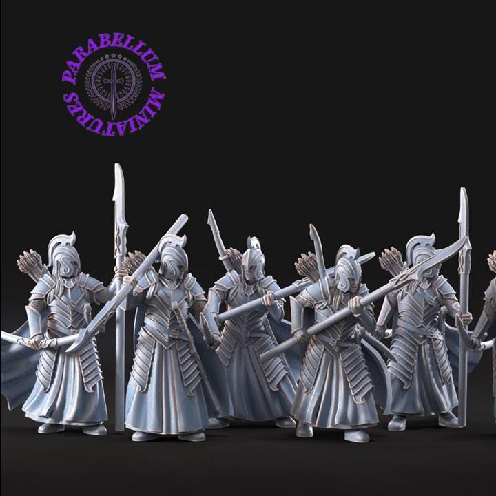 6x Bloody Elf warriors with bow and spear
