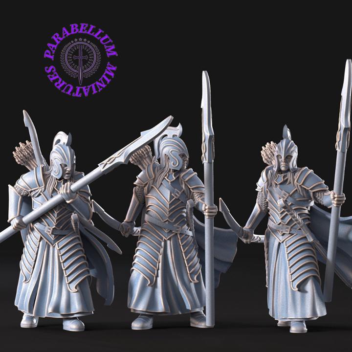 6x Bloody Elf warriors with bow and spear