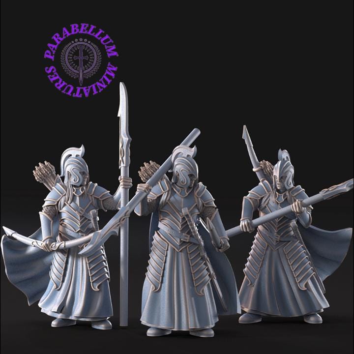 6x Bloody Elf warriors with bow and spear