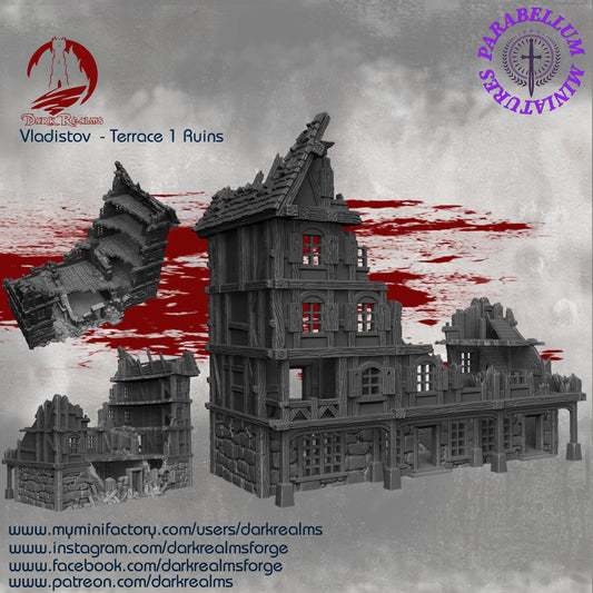 Terrace 1 ruins (Vladistov by DarkRealms) 32mm, 28mm, 15mm Scale 3D Printed Scenery for Wargaming Dnd and Warhammer