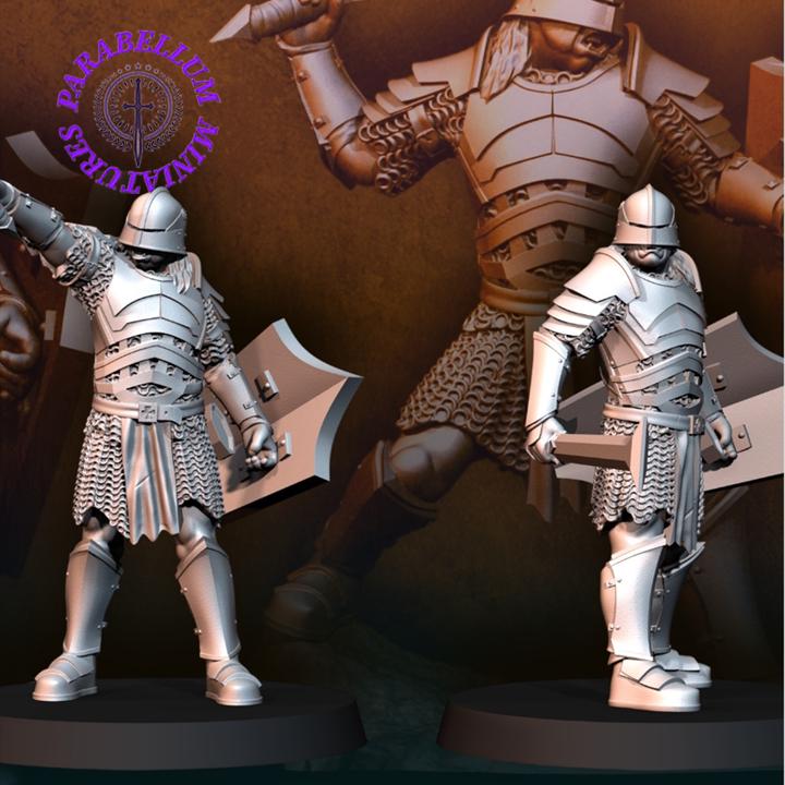 Bloody handed orc with sword and shield