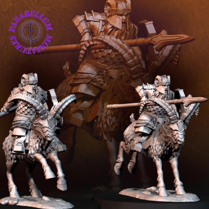 Silver Goat dwarves mounted on goat