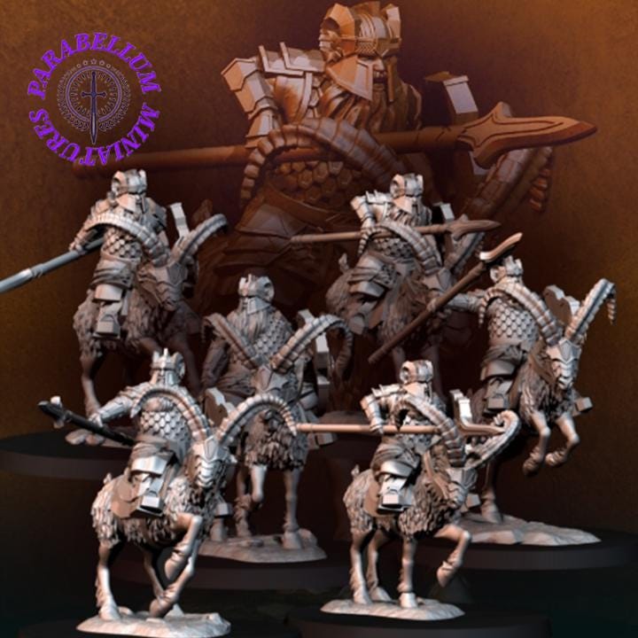 Silver Goat dwarves mounted on goat