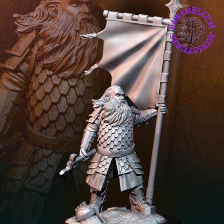 Silver Goat dwarf with banner