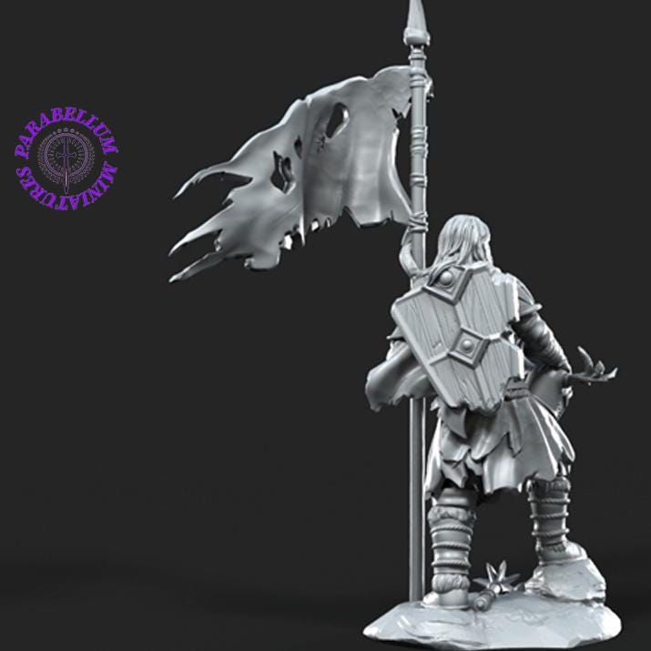 Khalum warrior with banner
