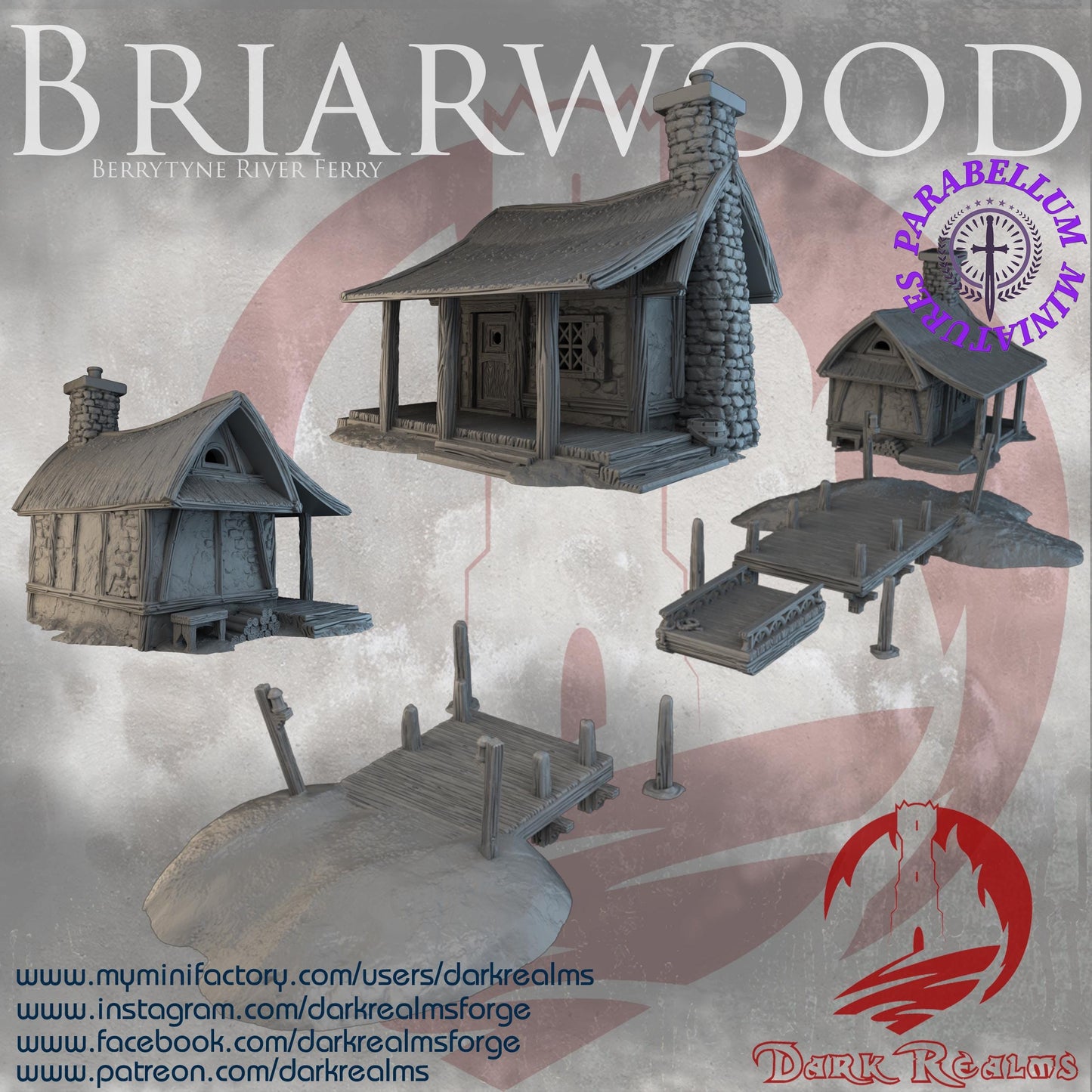 Berrytyne River Ferry (Briarwood by DarkRealms) 32mm, 28mm, 15mm Scale 3D Printed Scenery for Wargaming Dnd and Warhammer
