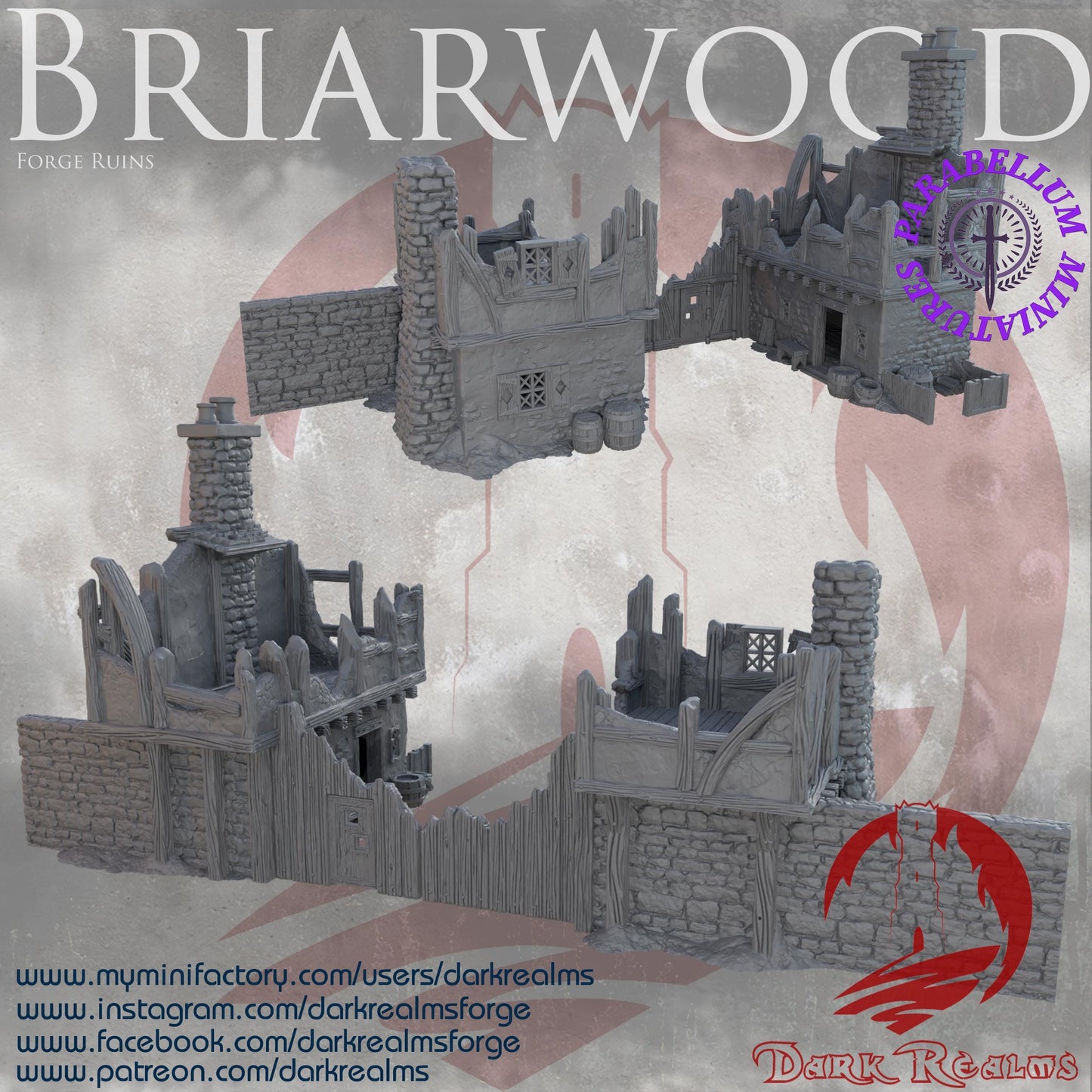 Gate House Ruins (Briarwood by DarkRealms) 32mm, 28mm, 15mm Scale 3D Printed Scenery for Wargaming Dnd and Warhammer