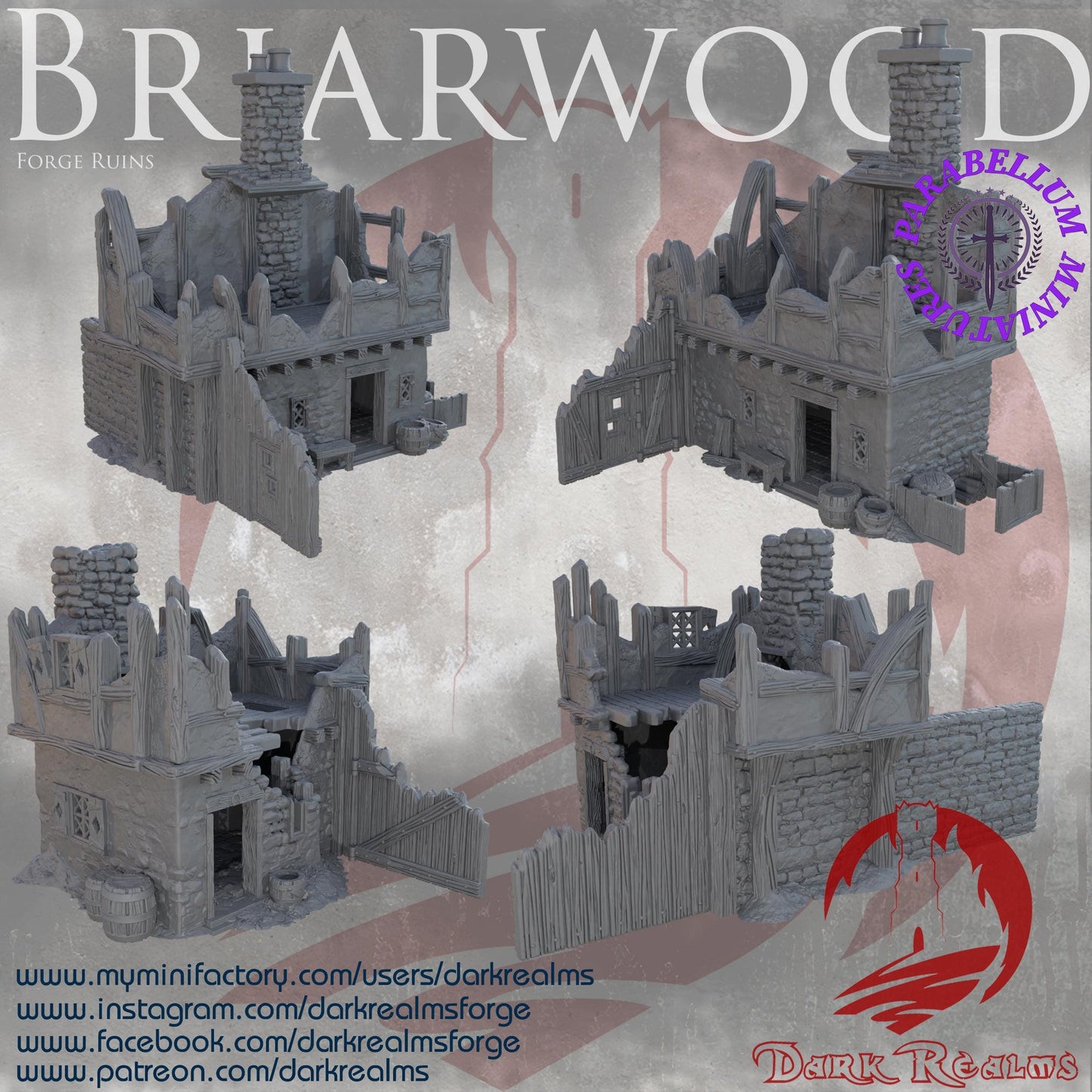Gate House Ruins (Briarwood by DarkRealms) 32mm, 28mm, 15mm Scale 3D Printed Scenery for Wargaming Dnd and Warhammer