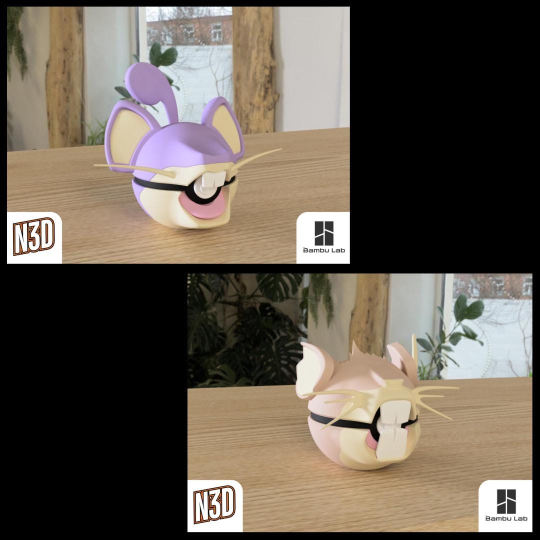 Rattata and Raticate Character CritterBall Series Designed by N3D