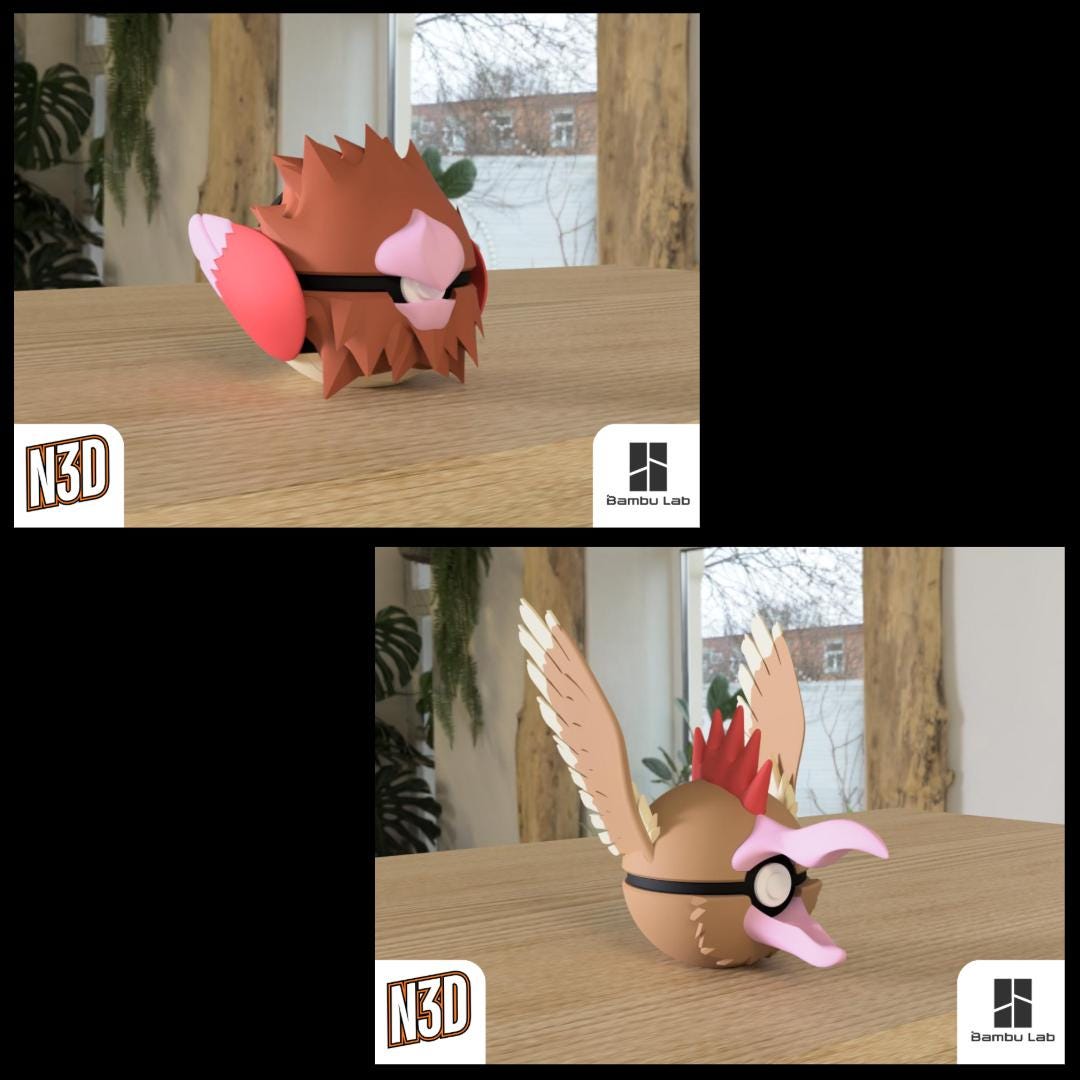 Spearow & Fearow Evolution Line, Character CritterBall Series Designed by N3D