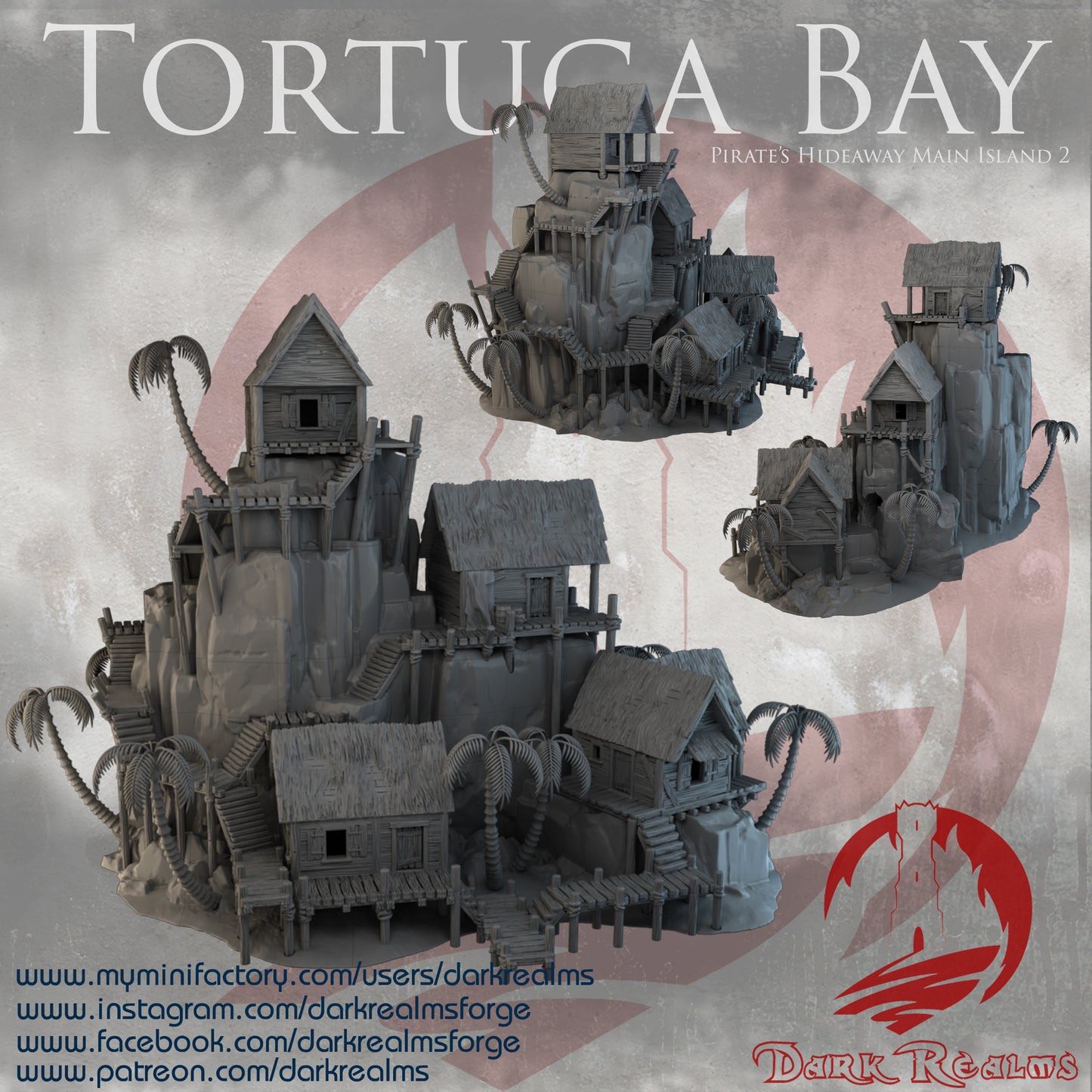 Tortuga Bay Main Island 2 by Dark Realms in 32mm, 28mm, 15mm Scale 3D Printed Scenery for Wargaming Dnd and Warhammer