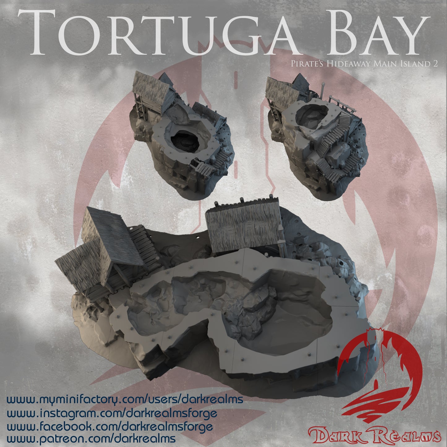 Tortuga Bay Main Island 2 by Dark Realms in 32mm, 28mm, 15mm Scale 3D Printed Scenery for Wargaming Dnd and Warhammer
