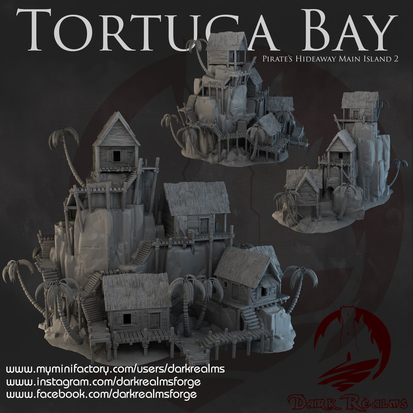 Tortuga Bay Main Island 2 by Dark Realms in 32mm, 28mm, 15mm Scale 3D Printed Scenery for Wargaming Dnd and Warhammer