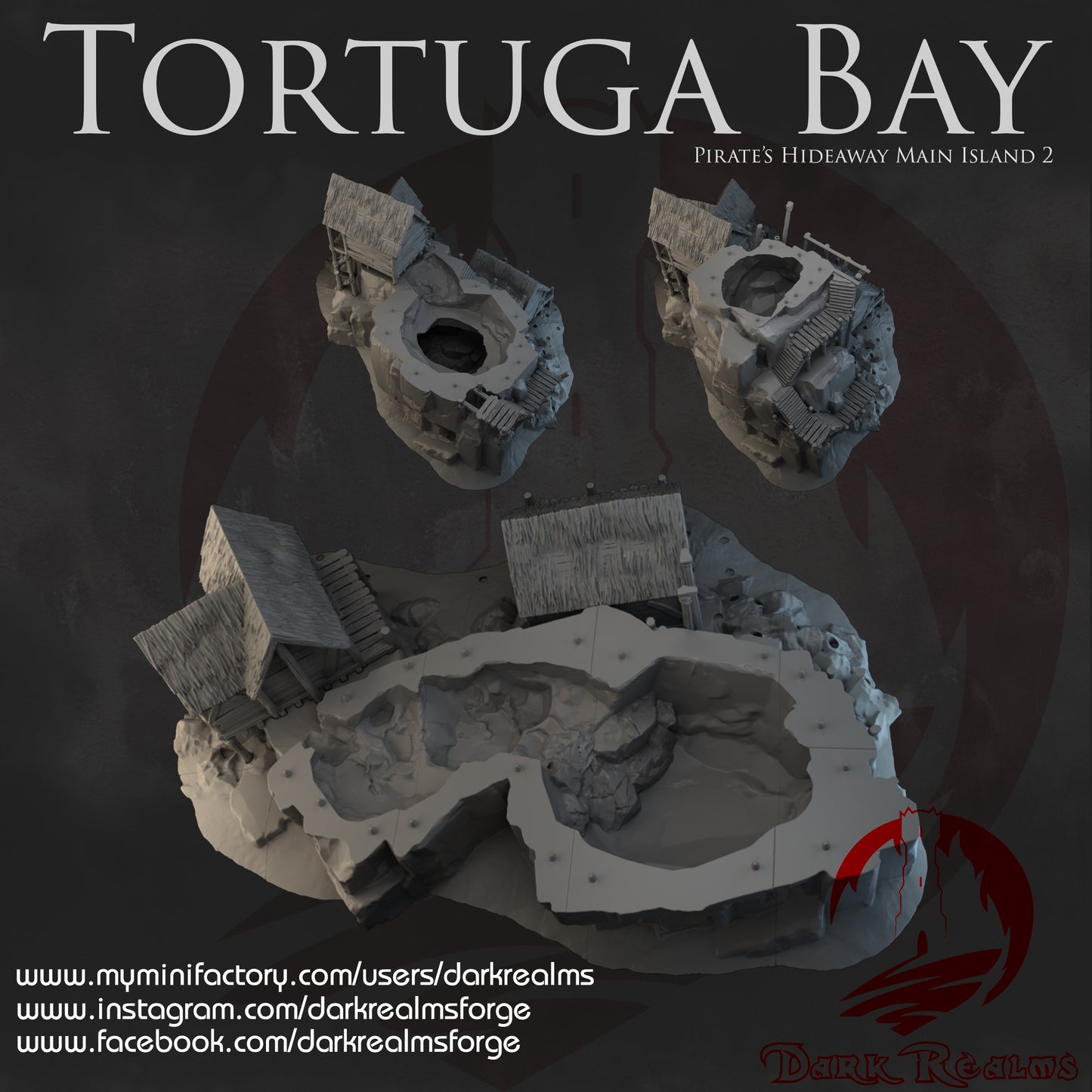 Tortuga Bay Main Island 2 by Dark Realms in 32mm, 28mm, 15mm Scale 3D Printed Scenery for Wargaming Dnd and Warhammer