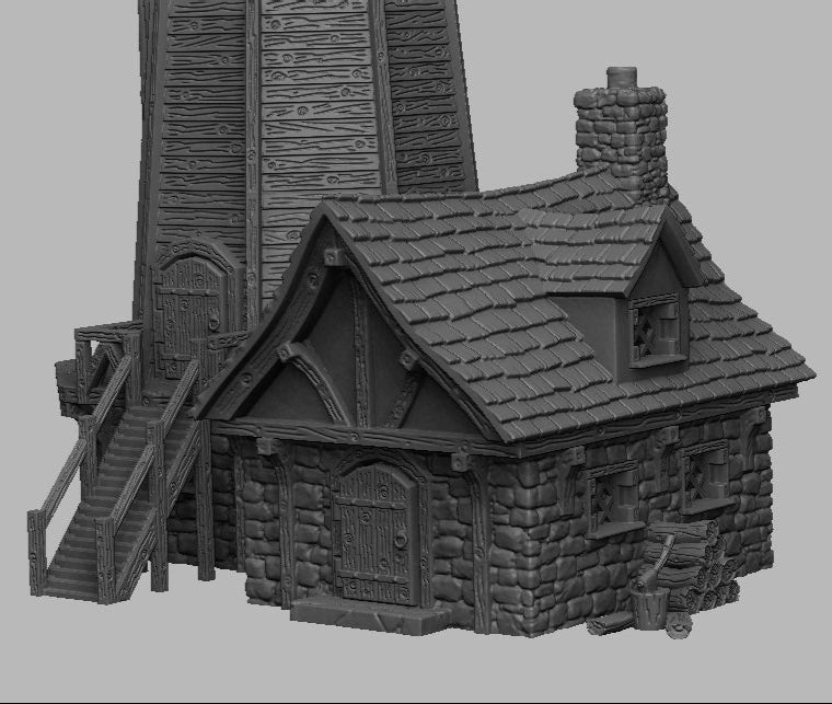 Modular Windmill & Cottage Terrain - 3D Printed Fantasy Scenery for Tabletop Games