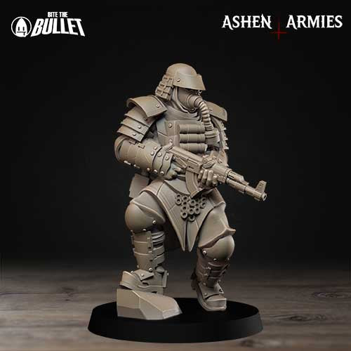 holy shogunate combat engineer with  AK47 and gas mask