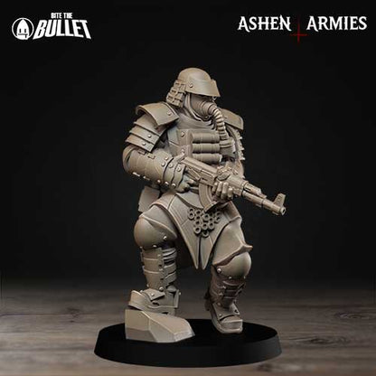 holy shogunate combat engineer with  AK47 and gas mask