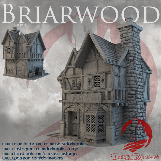 Briarwood Shop 4 by Dark Realms in 32mm, 28mm, 15mm Scale 3D Printed Scenery for Wargaming Dnd and Warhammer