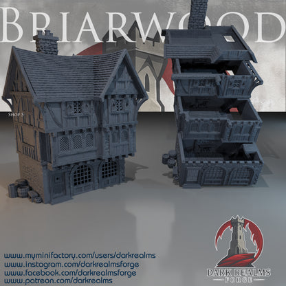 Briarwood Shop 5 by Dark Realms in 32mm, 28mm, 15mm Scale 3D Printed Scenery for Wargaming Dnd and Warhammer