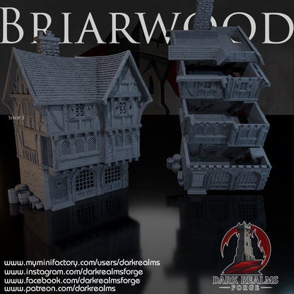 Briarwood Shop 5 by Dark Realms in 32mm, 28mm, 15mm Scale 3D Printed Scenery for Wargaming Dnd and Warhammer
