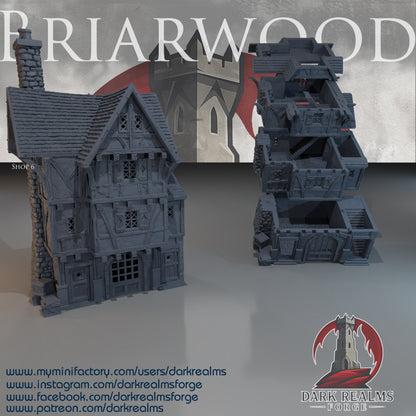 Briarwood Shop 6 by Dark Realms in 32mm, 28mm, 15mm Scale 3D Printed Scenery for Wargaming Dnd and Warhammer