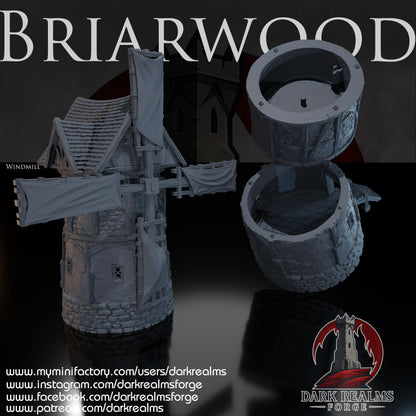 Briarwood Windmill by Dark Realms in 32mm, 28mm, 15mm Scale 3D Printed Scenery for Wargaming Dnd and Warhammer