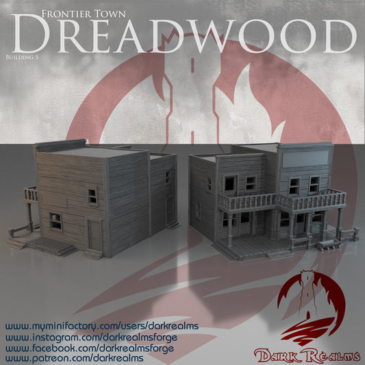 Old West building 5 by DarkRealms in 32mm, 28mm, 15mm Scale 3D Printed Scenery for Wargaming Dnd and Warhammer
