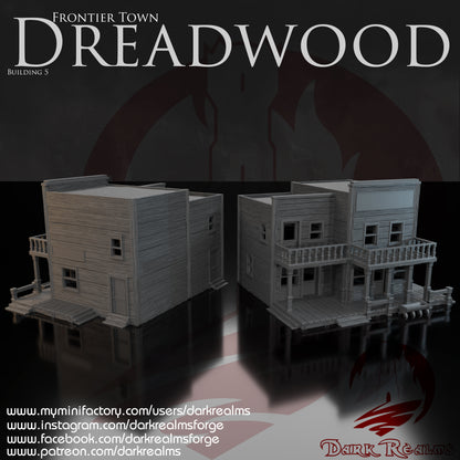 Old West building 5 by DarkRealms in 32mm, 28mm, 15mm Scale 3D Printed Scenery for Wargaming Dnd and Warhammer