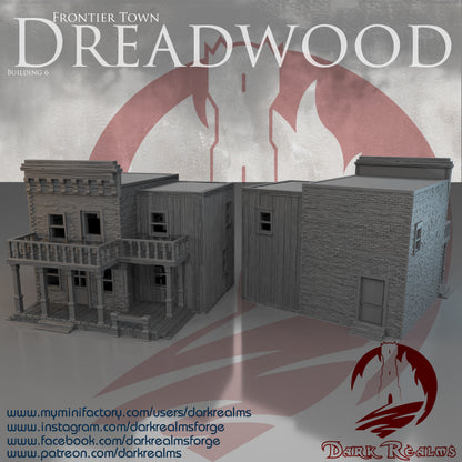Old West building 6 by DarkRealms in 32mm, 28mm, 15mm Scale 3D Printed Scenery for Wargaming Dnd and Warhammer