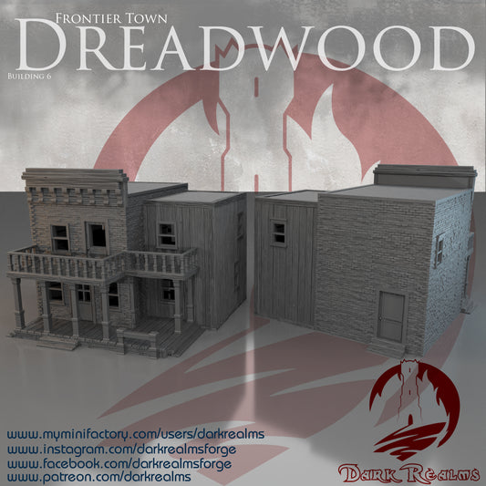 Old West building 6 by DarkRealms in 32mm, 28mm, 15mm Scale 3D Printed Scenery for Wargaming Dnd and Warhammer