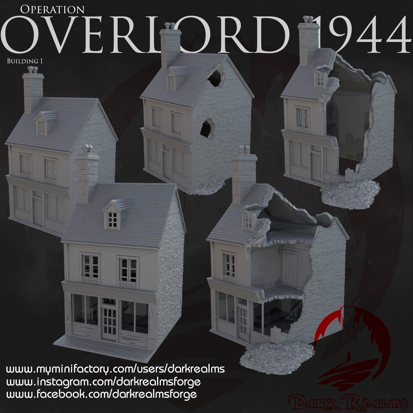 Overlord building 1 by DarkRealms in 32mm, 28mm, 15mm Scale 3D Printed Scenery for Wargaming Dnd and Warhammer