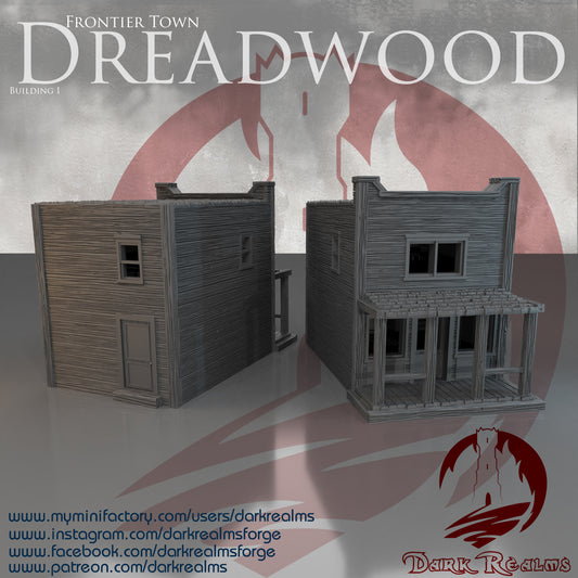 Old West building 1 by DarkRealms in 32mm, 28mm, 15mm Scale 3D Printed Scenery for Wargaming Dnd and Warhammer