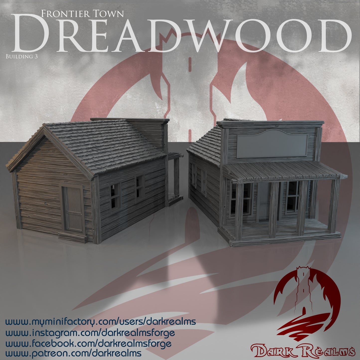 Old West building 3 by DarkRealms in 32mm, 28mm, 15mm Scale 3D Printed Scenery for Wargaming Dnd and Warhammer