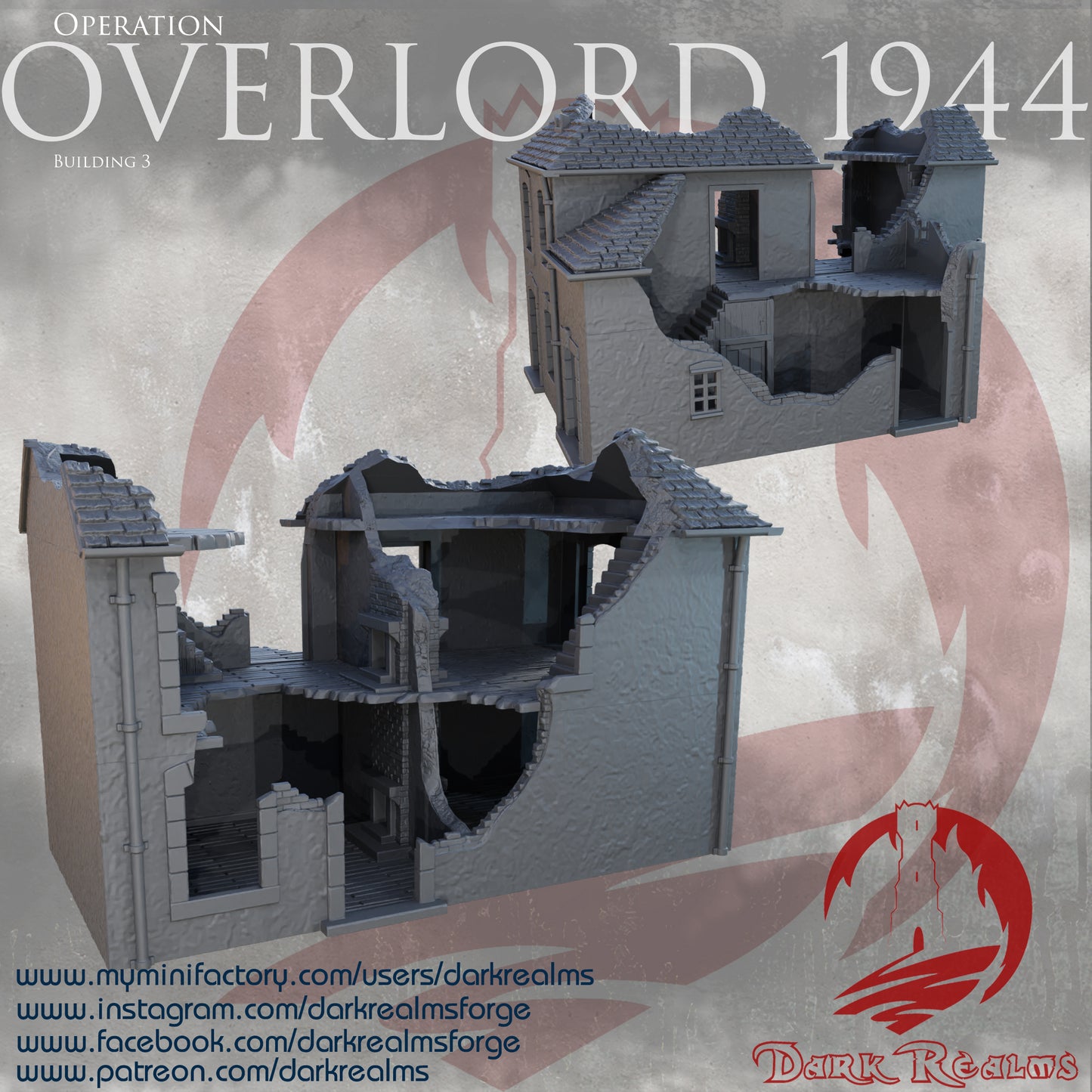 Overlord building 3 by DarkRealms in 32mm, 28mm, 15mm Scale 3D Printed Scenery for Wargaming Dnd and Warhammer