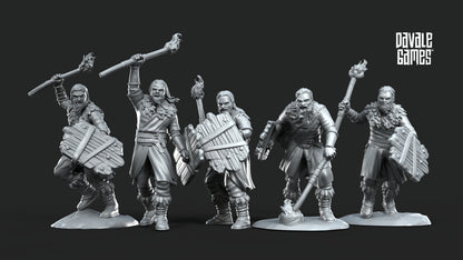 5 x Fellmount Reavers warriors with fire brand and shield