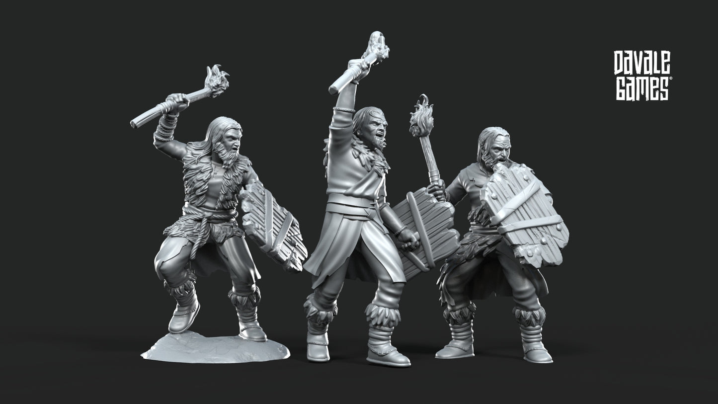 5 x Fellmount Reavers warriors with fire brand and shield