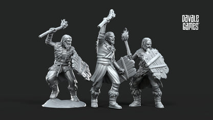 5 x Fellmount Reavers warriors with fire brand and shield