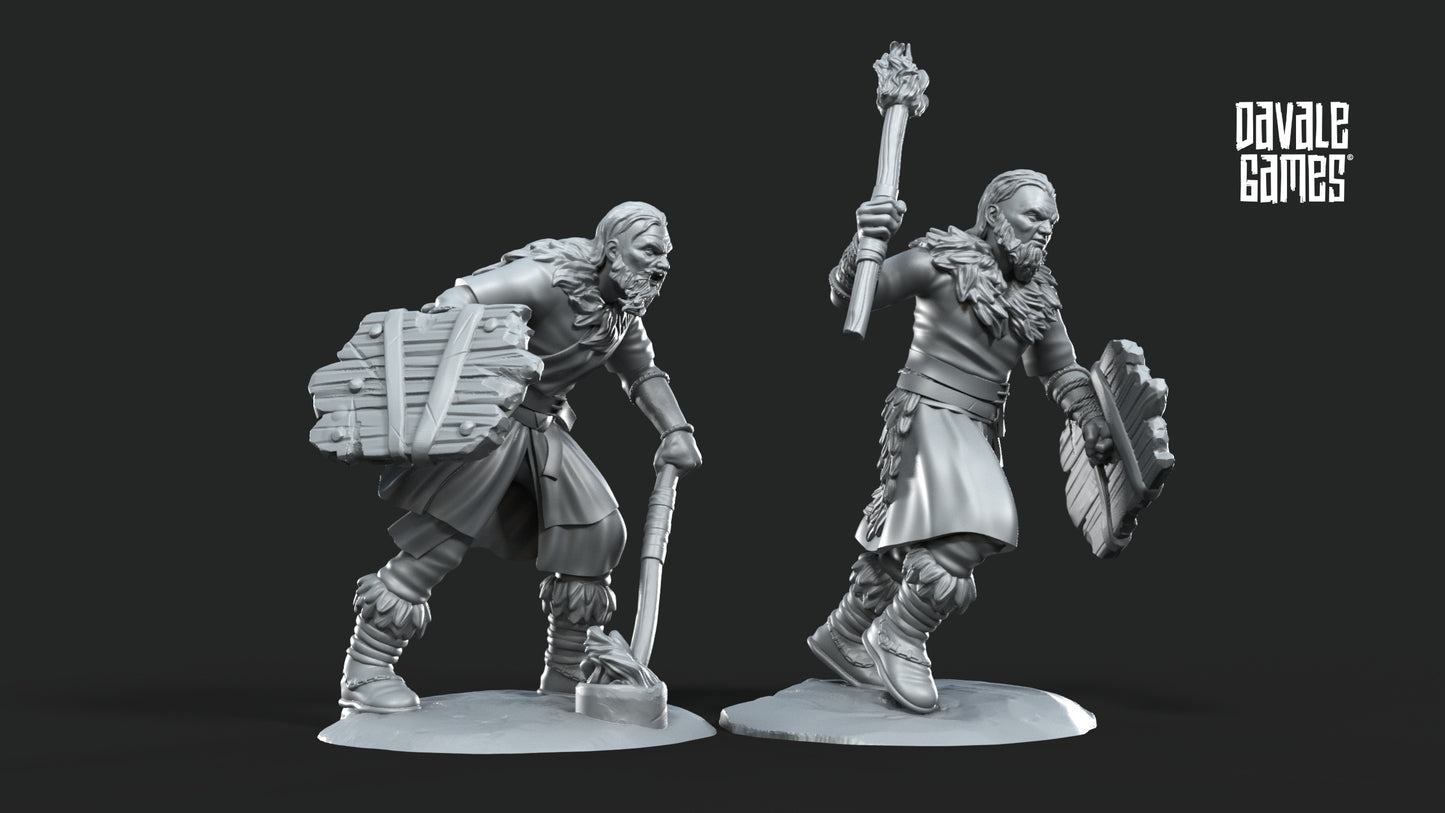 5 x Fellmount Reavers warriors with fire brand and shield
