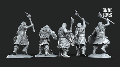 5 x Fellmount Reavers warriors with fire brand and shield