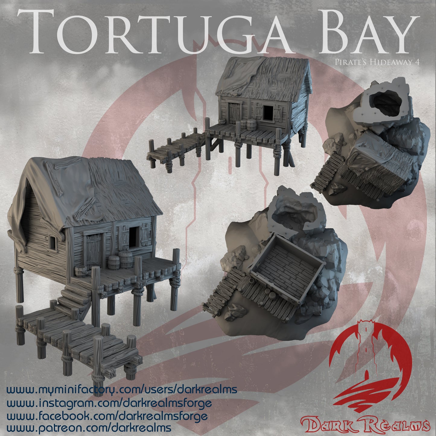 Tortuga Bay hideaway 4 by Dark Realms in 32mm, 28mm, 15mm Scale 3D Printed Scenery for Wargaming Dnd and Warhammer