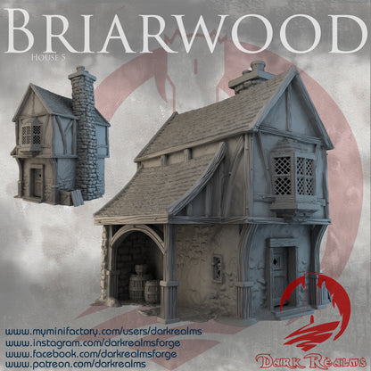 Briarwood house 5 by Dark Realms in 32mm, 28mm, 15mm Scale 3D Printed Scenery for Wargaming Dnd and Warhammer